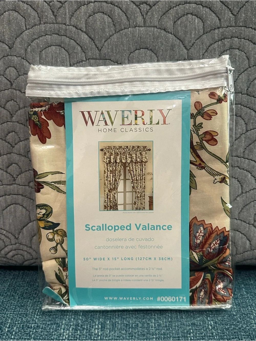 Waverly Floral Scalloped Valance in Cream, Red, Green